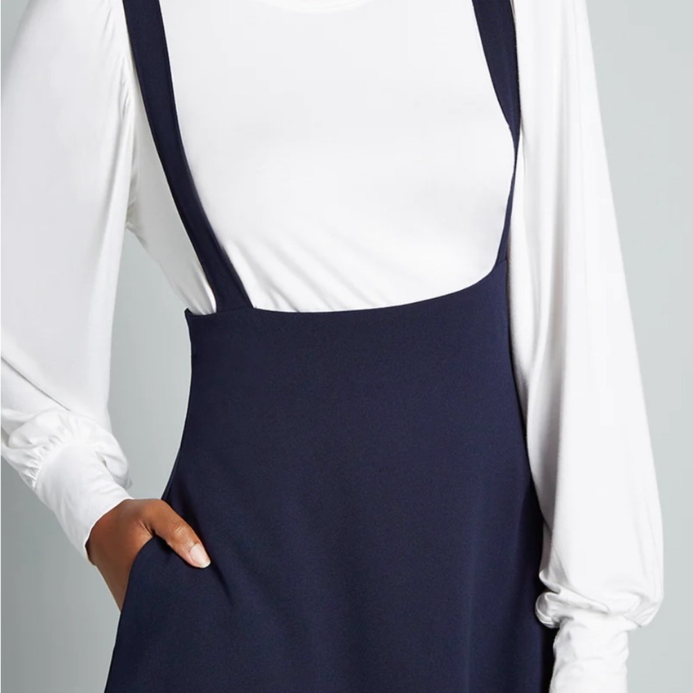 ModCloth Overall Winner Jumper :Navy Suspender Skirt – Size XL